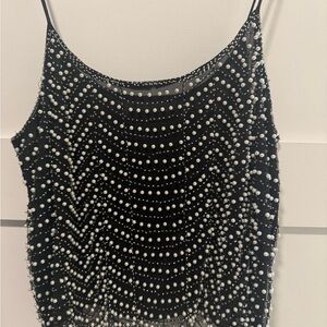 Endless Rose Black and White Beaded Camisole